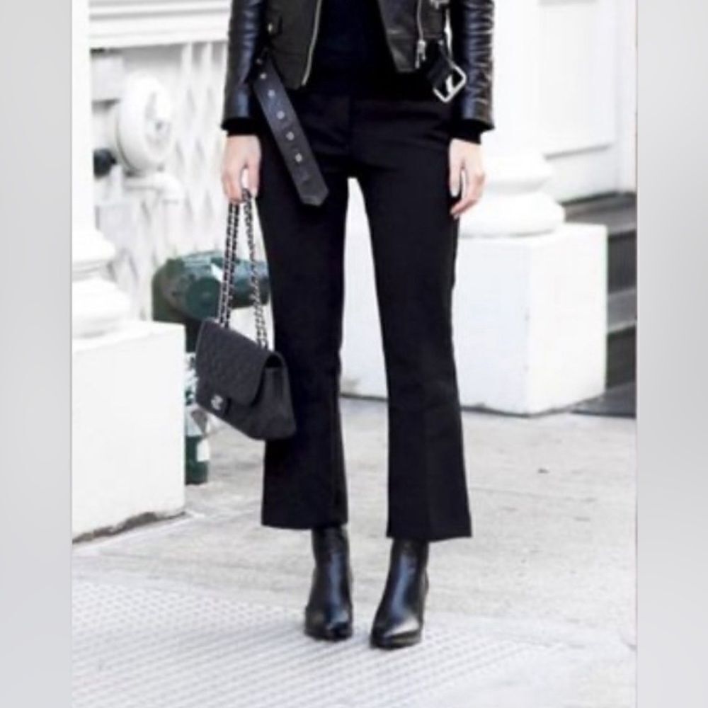 Vince Camuto Faux Leather High Rise Kick Flare Pull On Pant